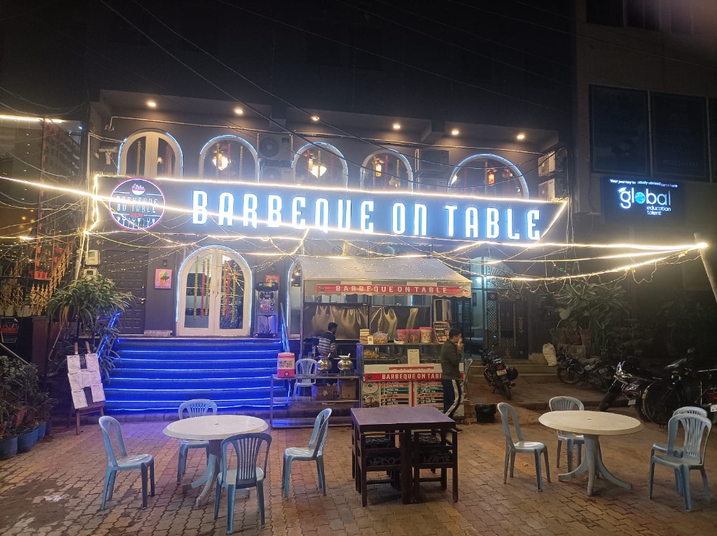 Barbeque On Table Night View